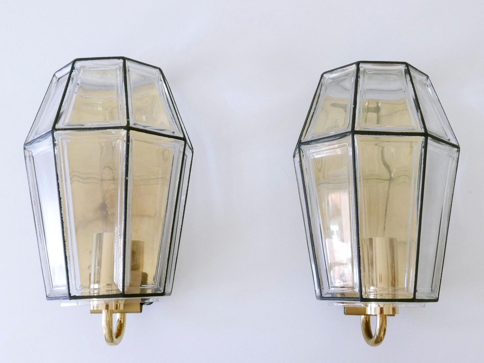 Set Of Two Mid Century Modern Sconces Or Wall Fixtures By Glashütte Limburg photo buy