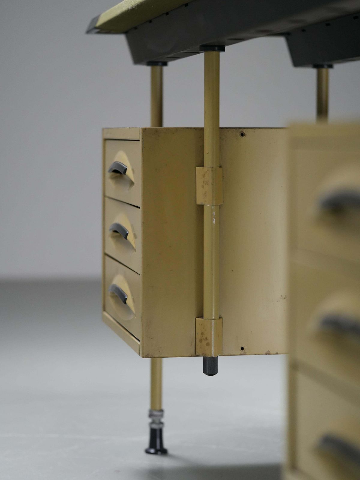 Furniture Studio Bbpr For Olivetti "Spazio" Desk With An Olive Felt Top, Italy, 1960's photo