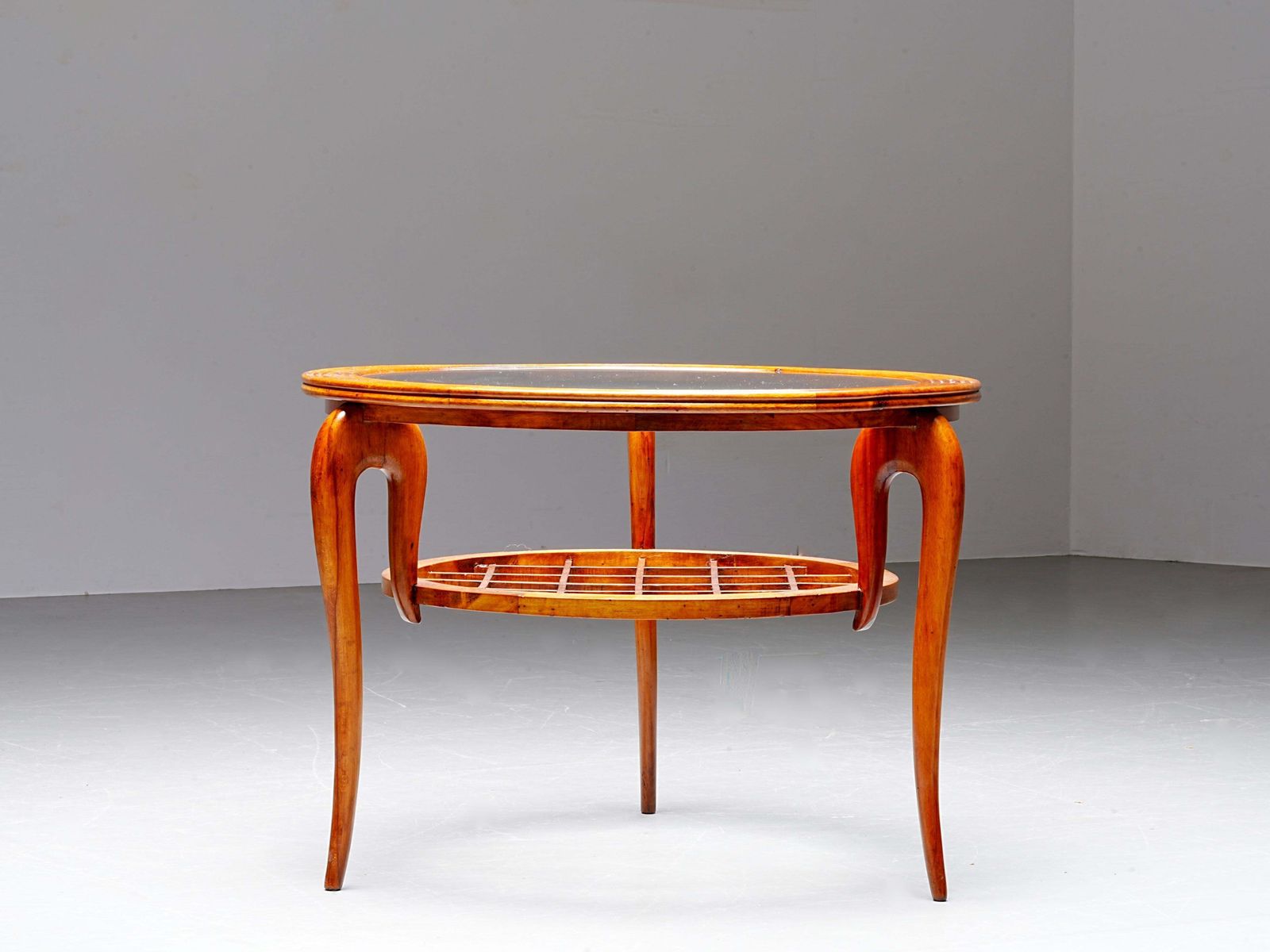 Round Coffee Table In Walnut And Glass, Italy, 1950's photo 2854.0