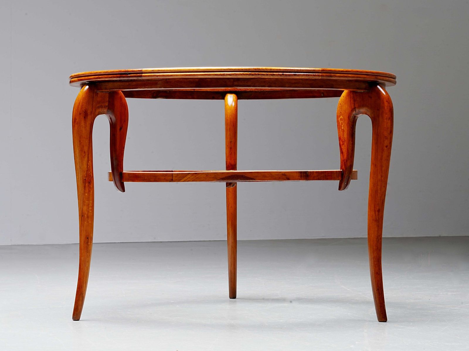 photo for sale Round Coffee Table In Walnut And Glass, Italy, 1950's