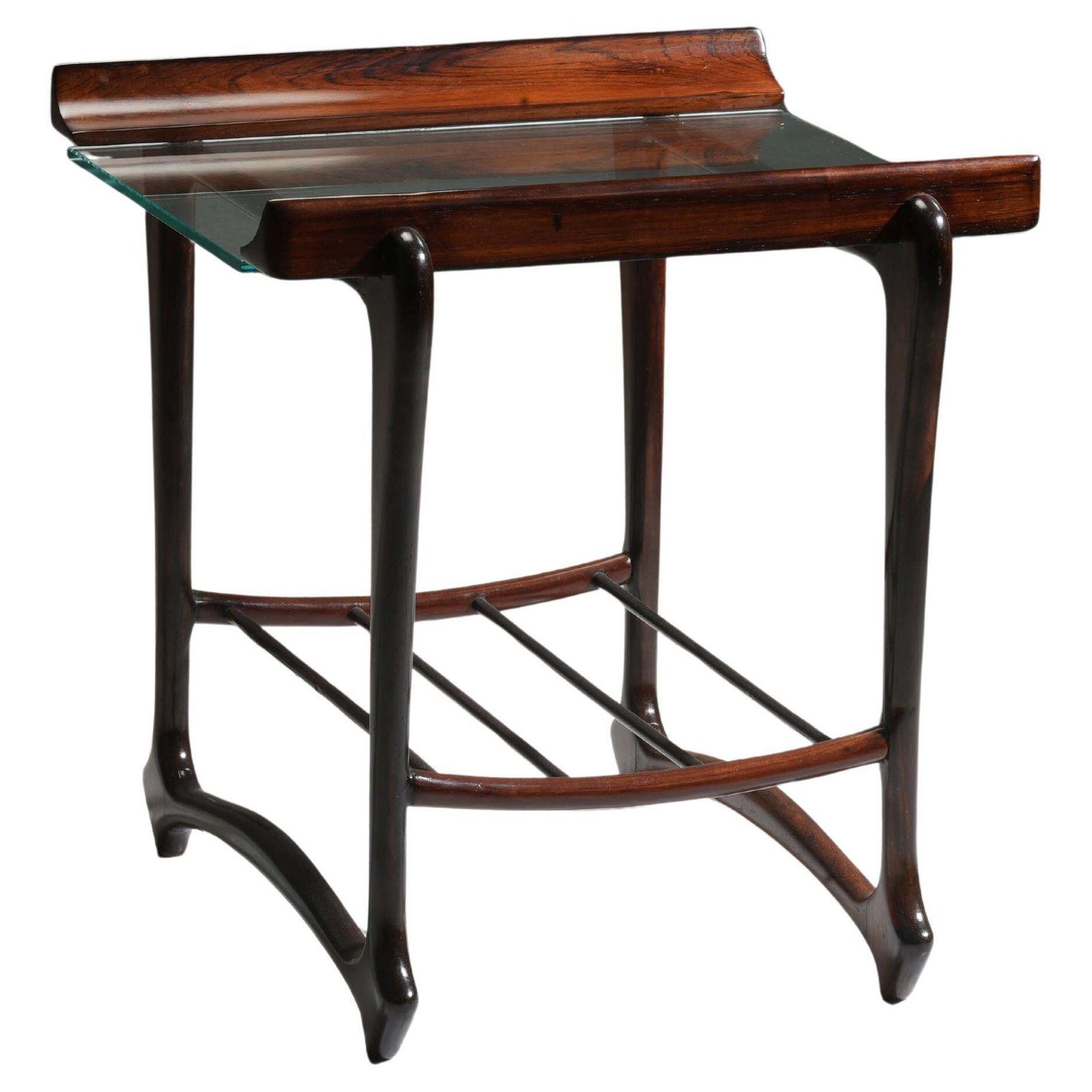 Bijzettafel Van Giuseppi Scapinelli, Hout En Glas, Brazilië, Ca. Jaren 1950
