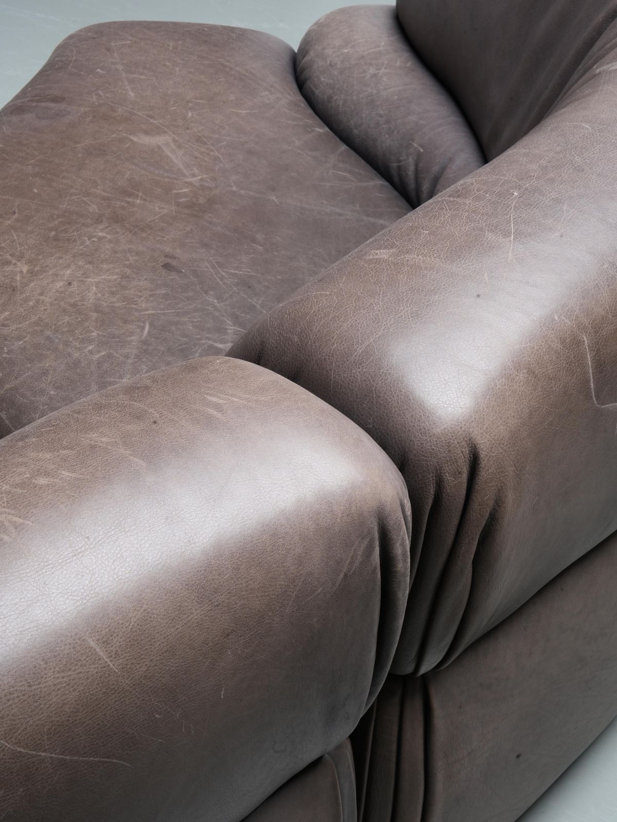 photo for sale De Sede 'Cosmos' Ds28 Modular Sofa In Grey / Brown Leather, Switzerland, 1970's