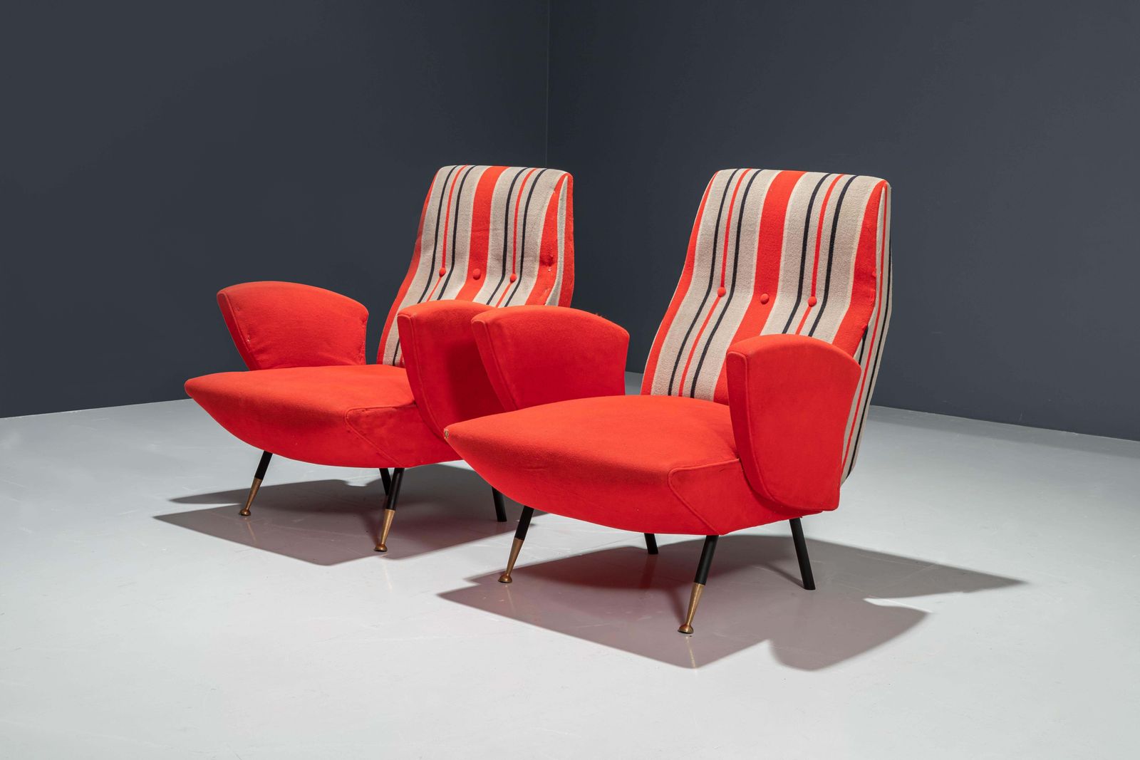 Set Of Two Italian Disco Chairs In Original Upholstery, 1960's photo Furniture