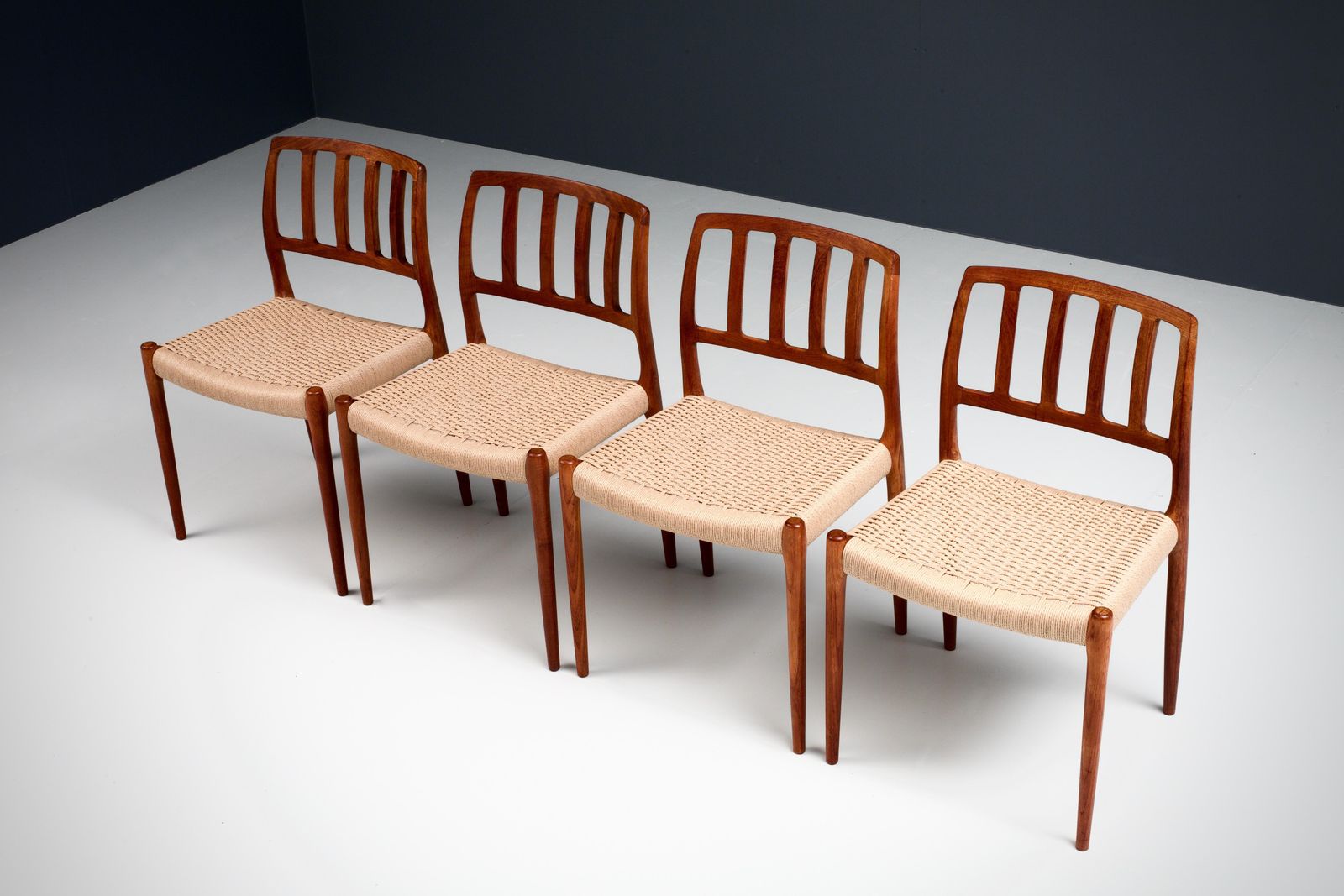 Set Of 4 Newly Upholstered Dining Chairs By Niels Otto Møller, Denmark, 1960s photo for sale