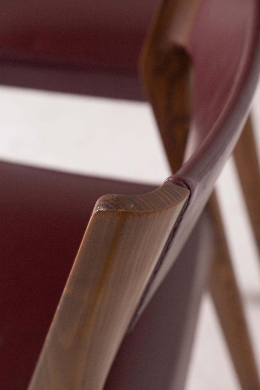 Elegant Set Of Four Italian Chairs In Burgundy Leather photo buy