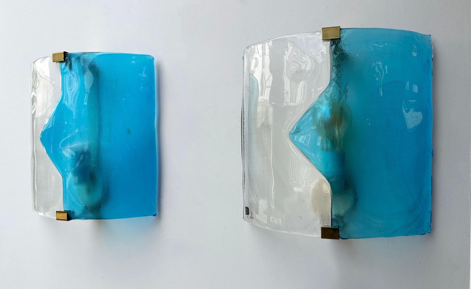 photo furniture Pair Of Sconces Blue Murano Glass By I Tre, Italy, 1970s