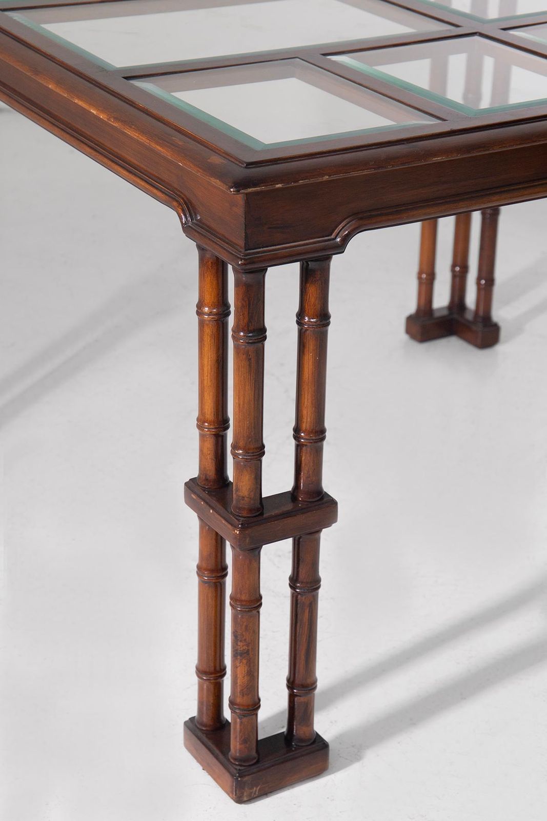 Gregotti's Faux Bamboo Buffet Tables With Cut Glass Shelves photo Furniture