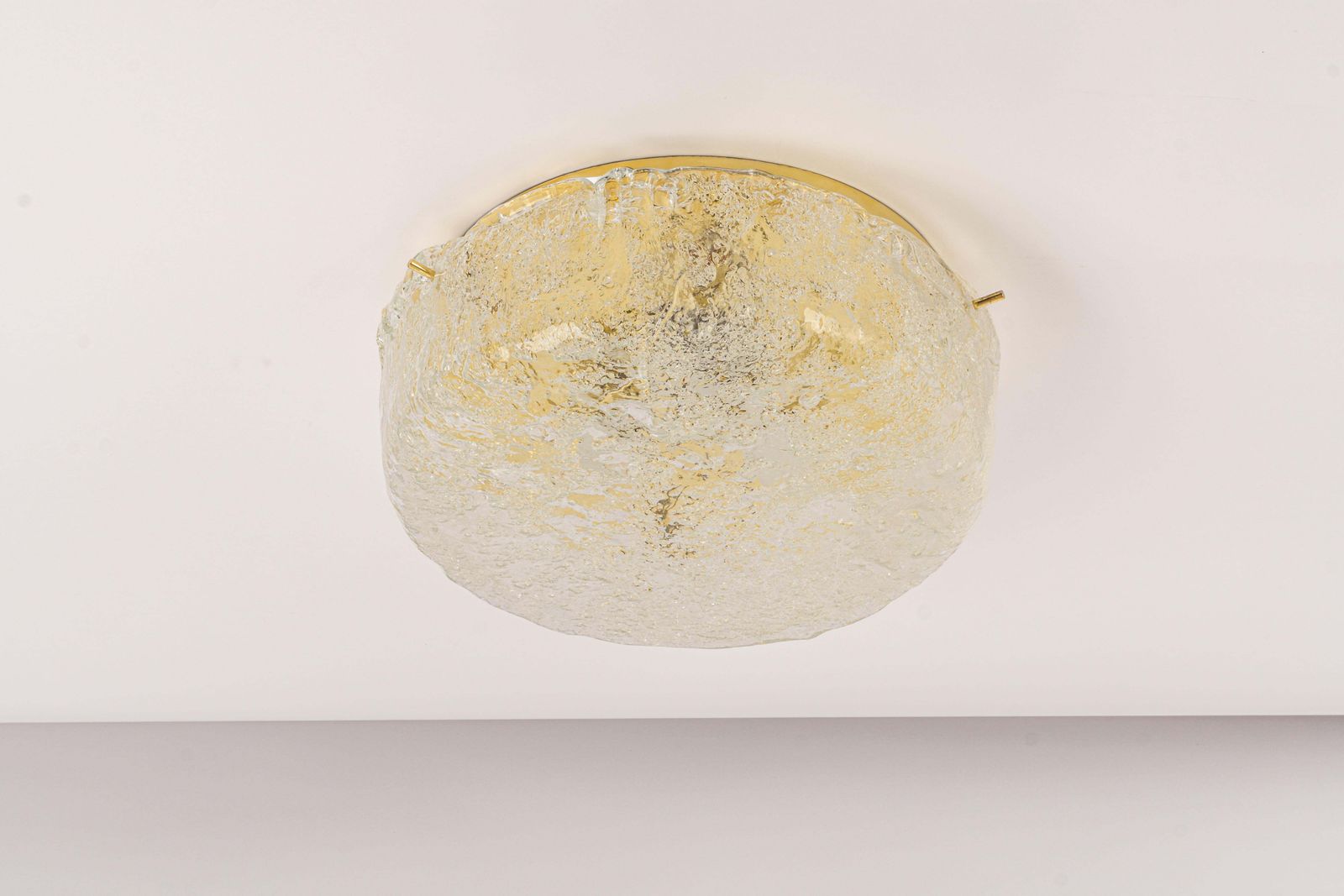 1 Of 4 Large Brass Hillebrand Murano Glass Flush Mount, Germany, 1970s photo vintage