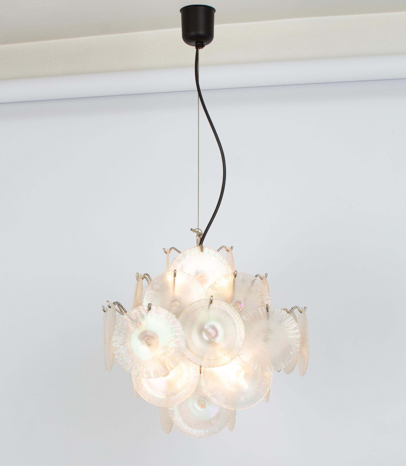 photo for sale Vistosi Disc Murano Glass Disc Chandelier By Mazzega , Italy, 1960s