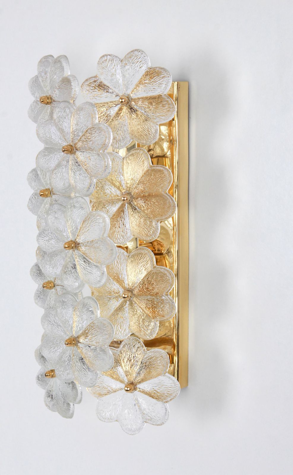 1 Of 2 Stunning Murano Glass Flower Wall Lights By Ernst Palme, Germany, 1970s photo 1062.0