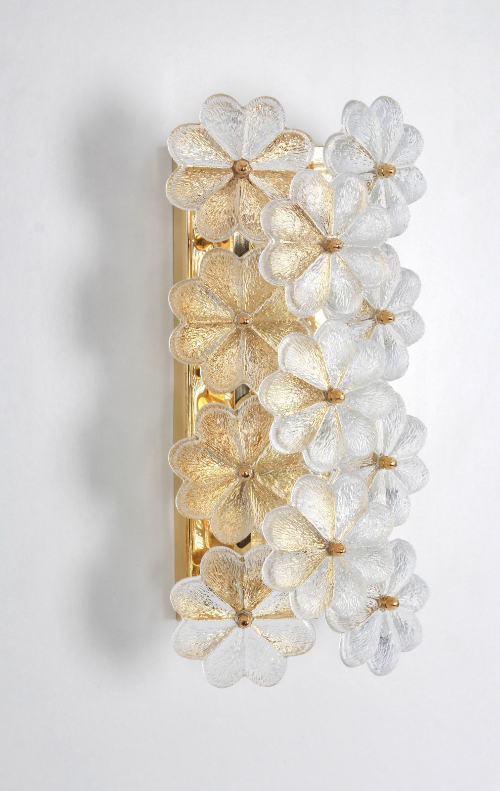 1 Of 2 Stunning Murano Glass Flower Wall Lights By Ernst Palme, Germany, 1970s photo vinterior