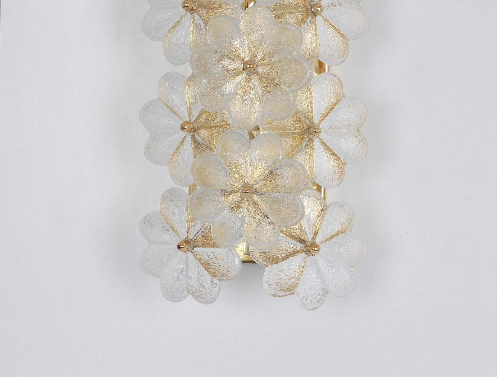 1 Of 2 Stunning Murano Glass Flower Wall Lights By Ernst Palme, Germany, 1970s photo buy