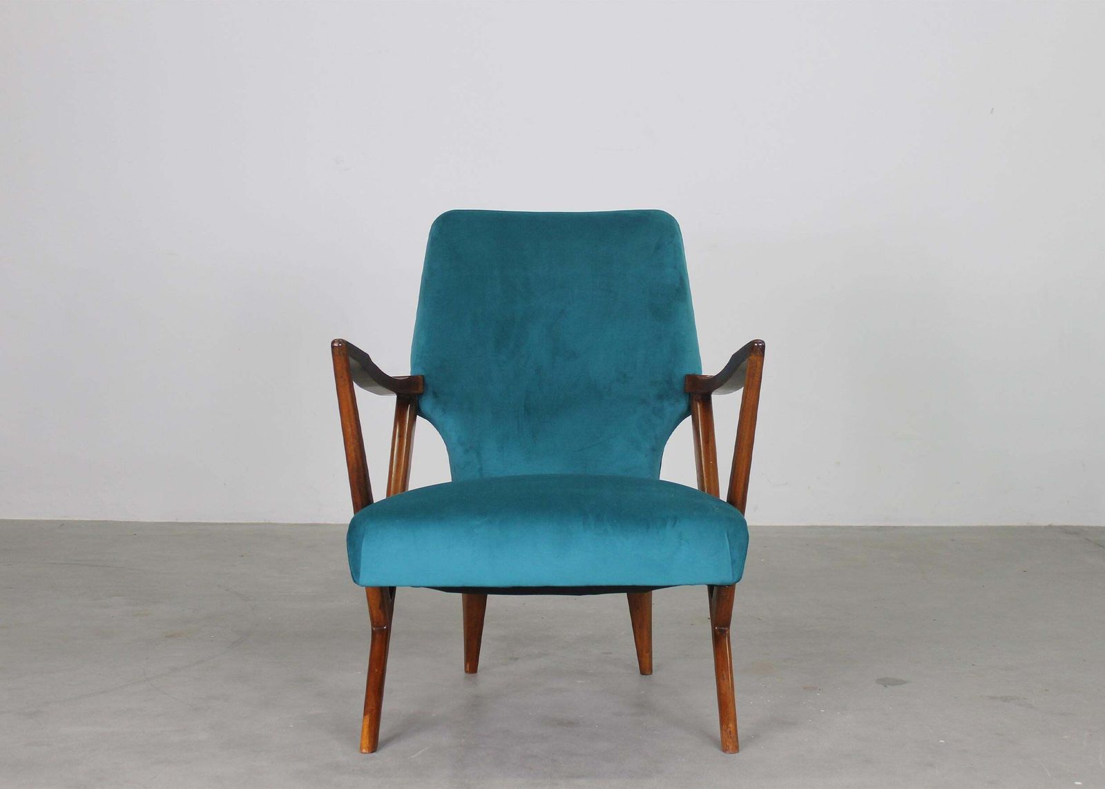 Giuseppe Scapinelli Set Of Two Armchairs In Walnut Wood And Fabric 1950s photo 6934.0