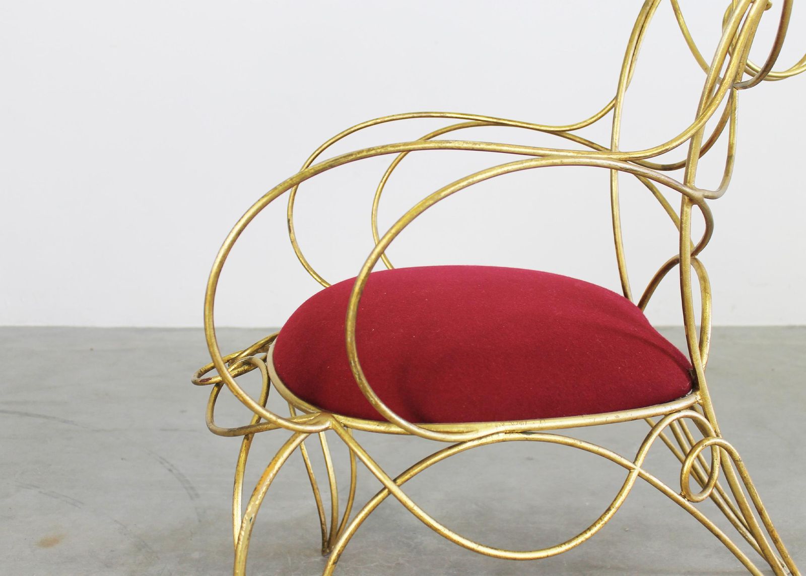 4334.0 Andrè Dubreuil Ram Armchair In Iron And Red Velvet By Ceccotti 1990s photo