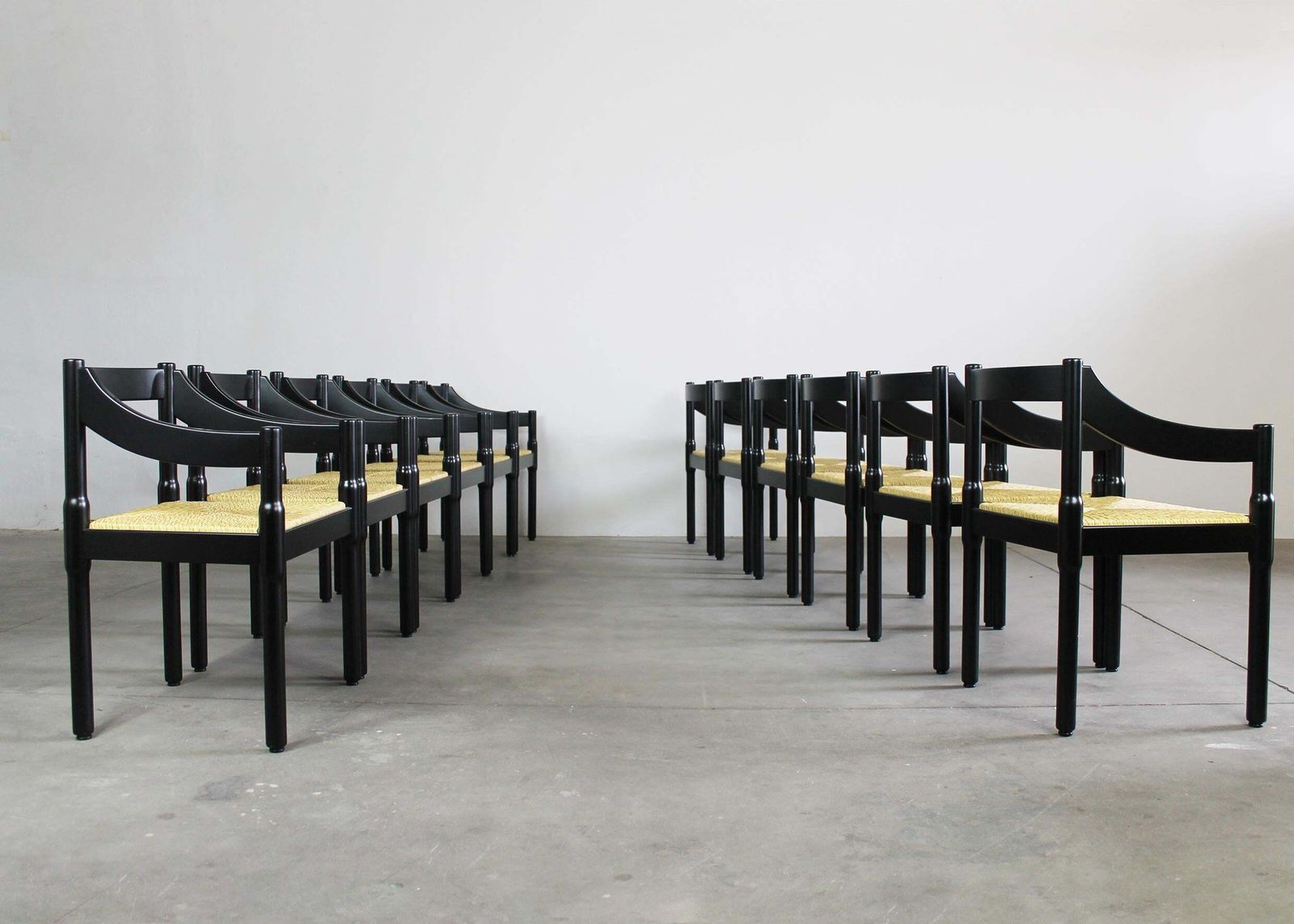Vico Magistretti Set Of Twelve Black Carimate Chairs By Cassina 1960s photo 16552.0
