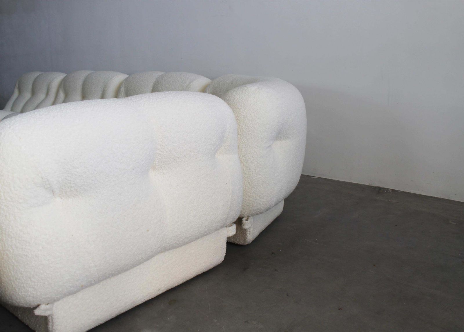 photo for sale Rino Maturi Nuvolone Living Room Set In White Boucle By Mimo Padova 1970s Italy