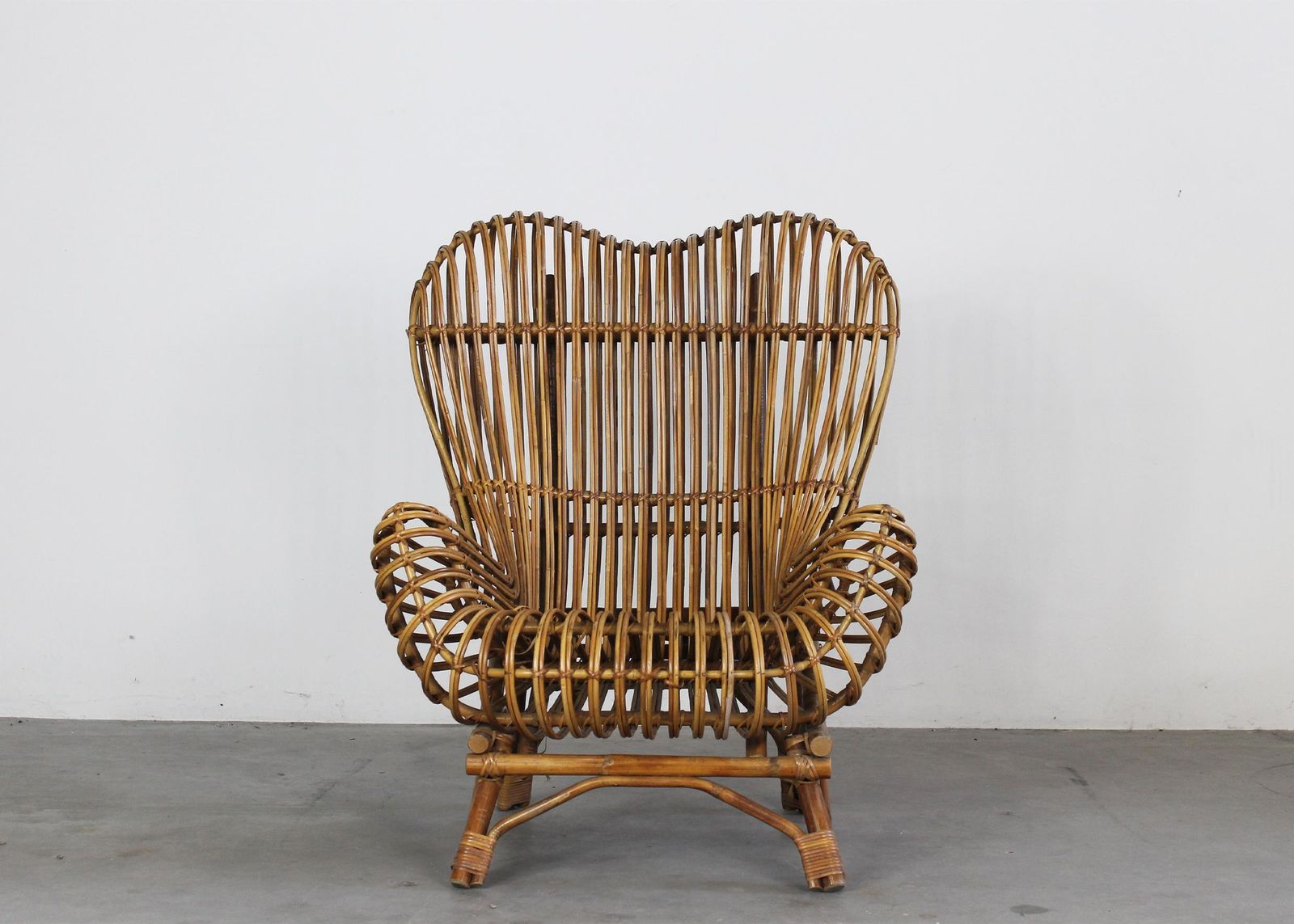 Franco Albini Gala Armchair In Rush And Rattan Cane By Bonacina 1951 photo for sale