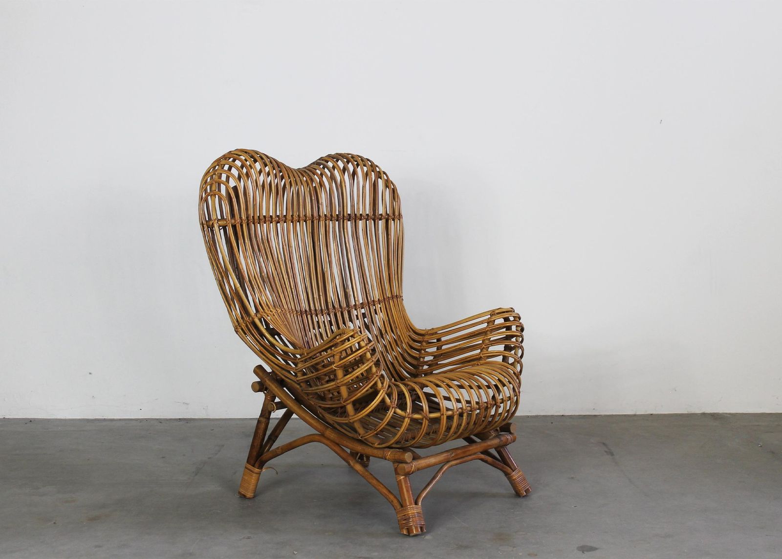 Franco Albini Gala Armchair In Rush And Rattan Cane By Bonacina 1951 photo buy