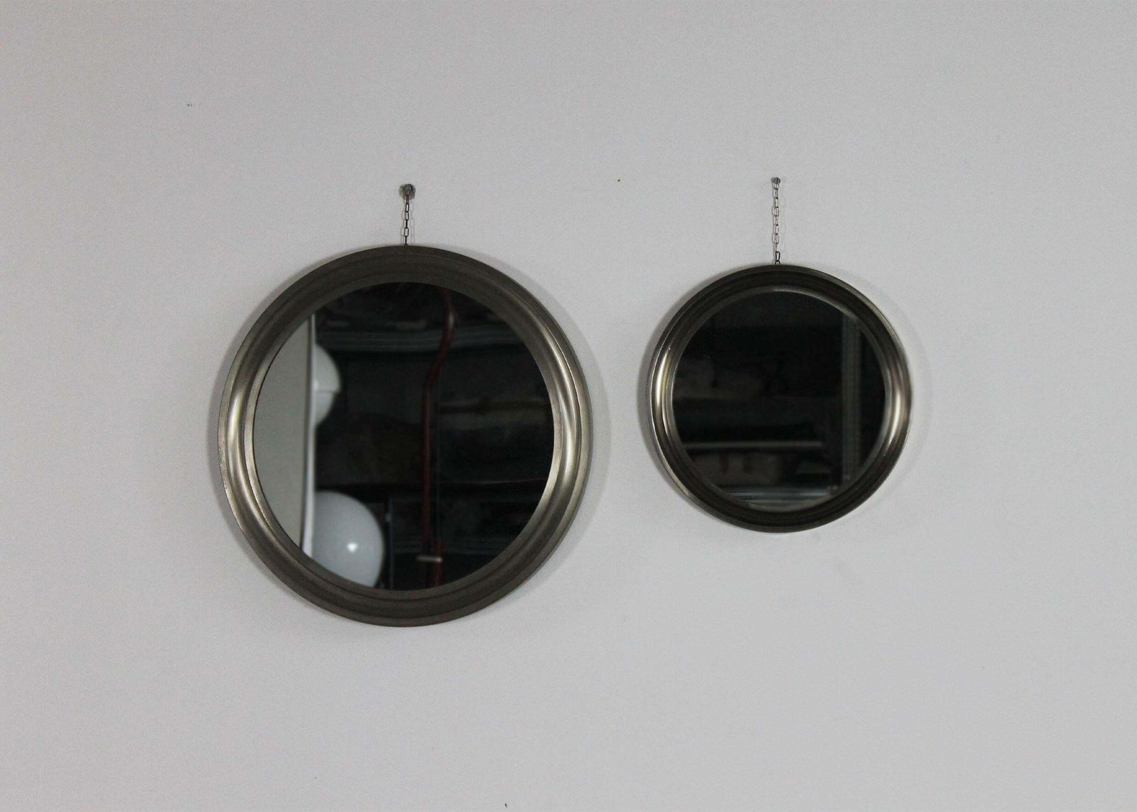 Sergio Mazza Set Of Two Narciso Wall Mirrors With Brass Frame By Artemide 1960s photo vinterior