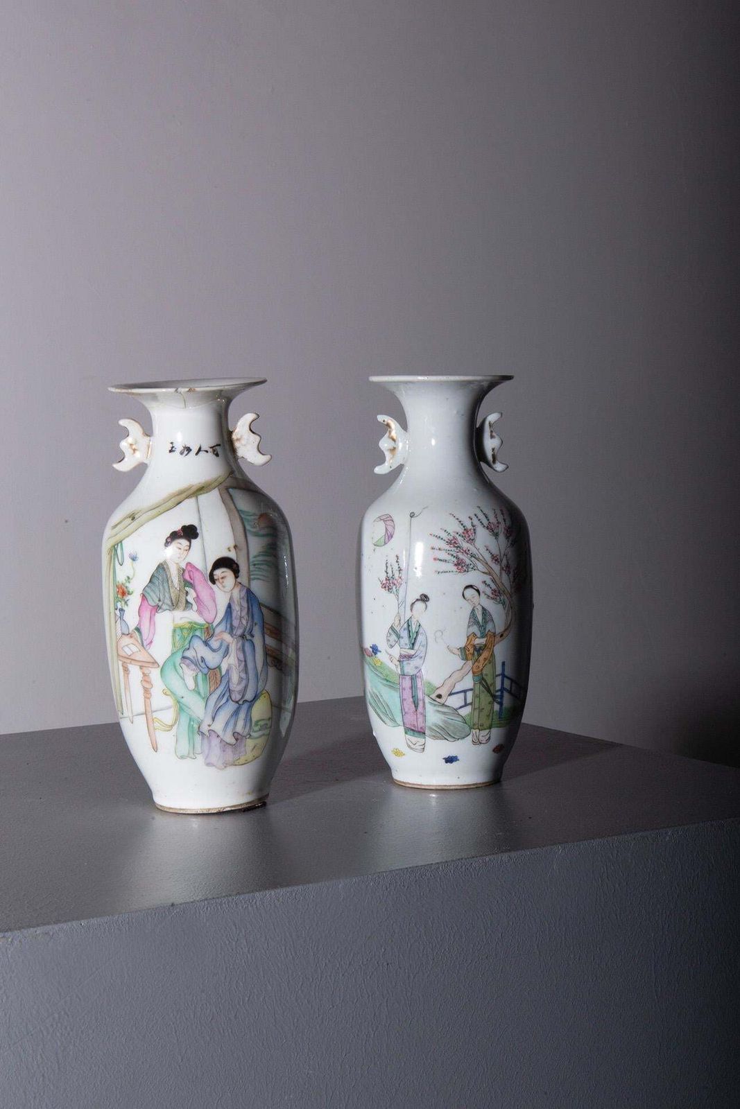 Pair Of Chinese Porcelain Vases photo vintage