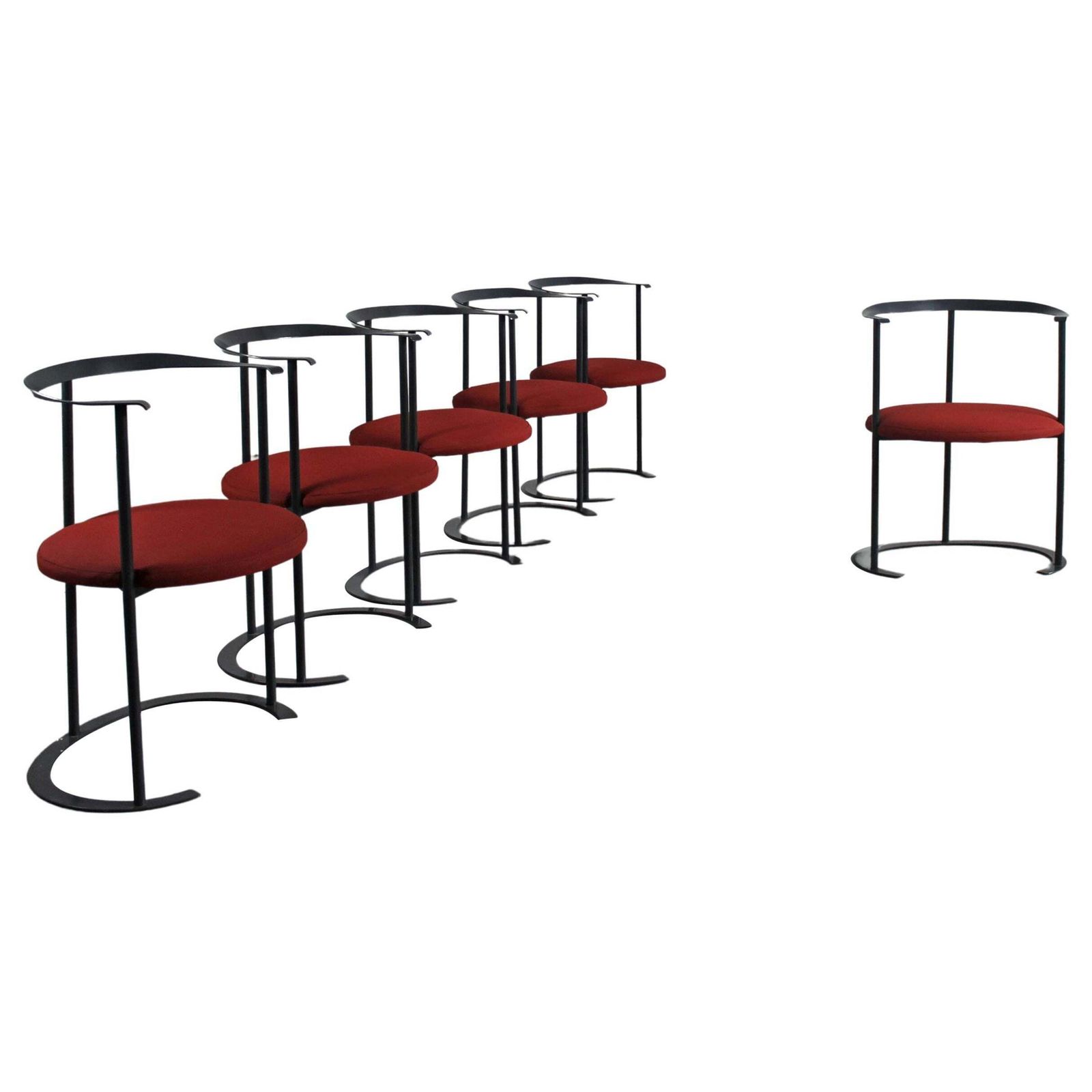 Luigi Caccia Dominioni Set Of Six Catilina Chairs In Steel And Fabric Azucena
