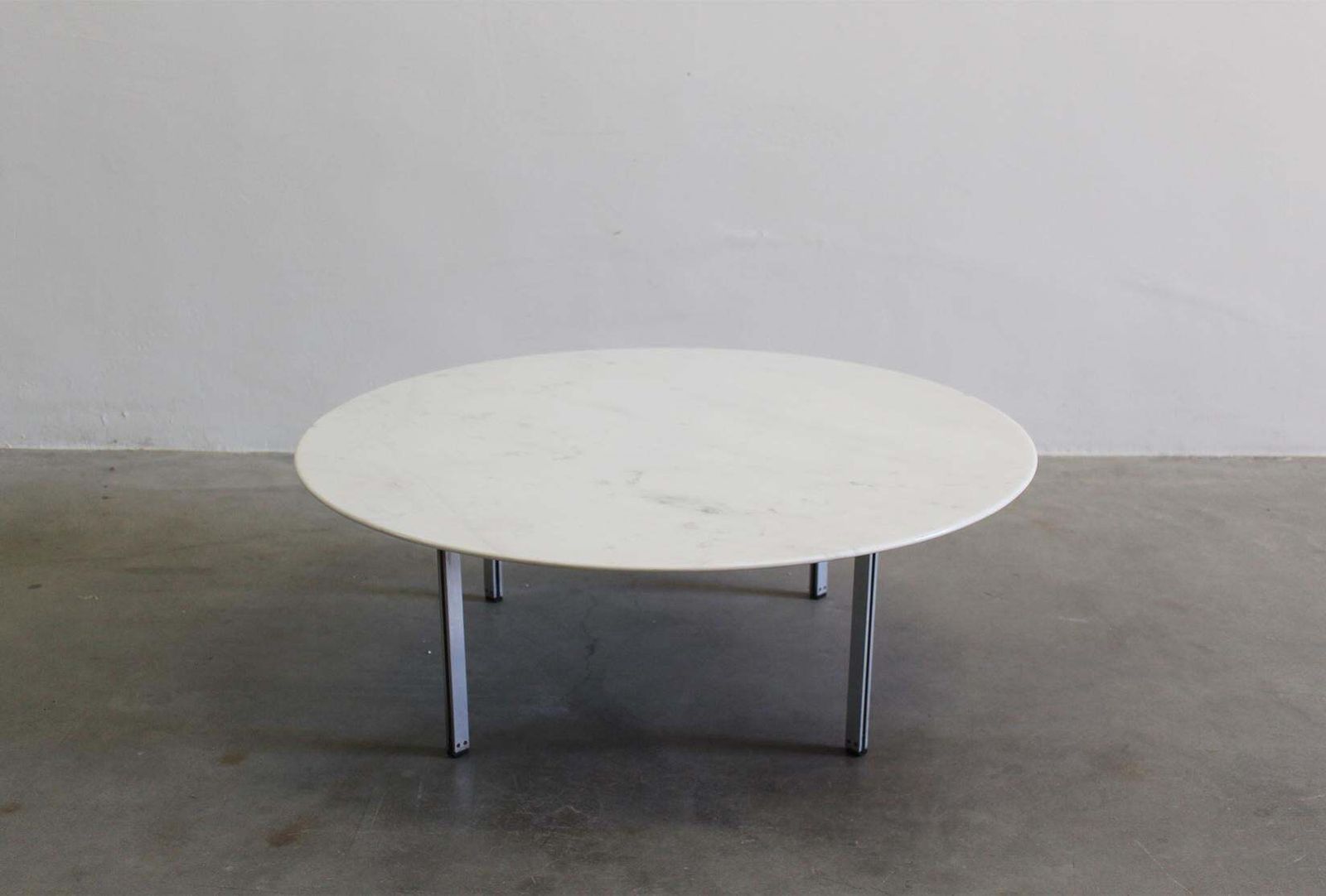 Florence Knoll Parallel Bar Round Table In Marble And Steel By Knoll 1950s photo Furniture