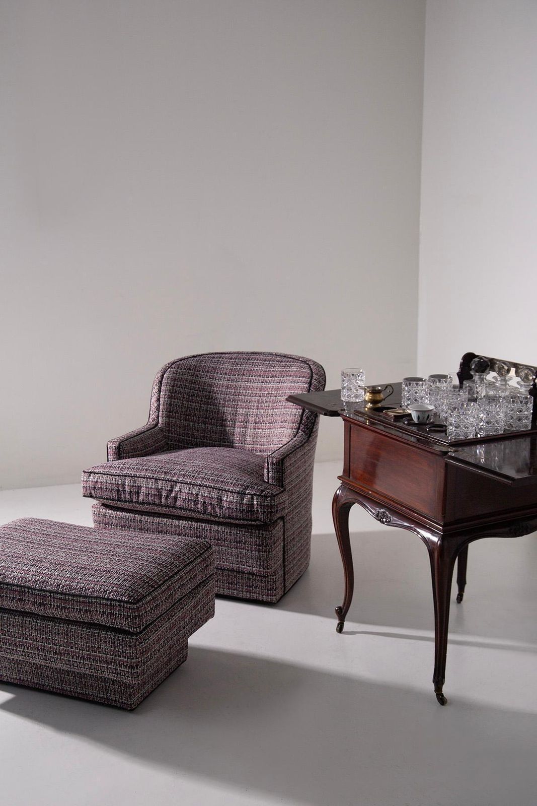 Hollywood Regency Style Armchair And Ottoman Set photo vinterior