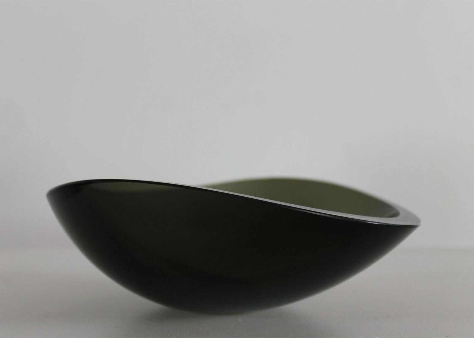 Decorative Vide Poche In Smoked Black Glass Attibuited To Fontana Arte 1970s photo Home Decor