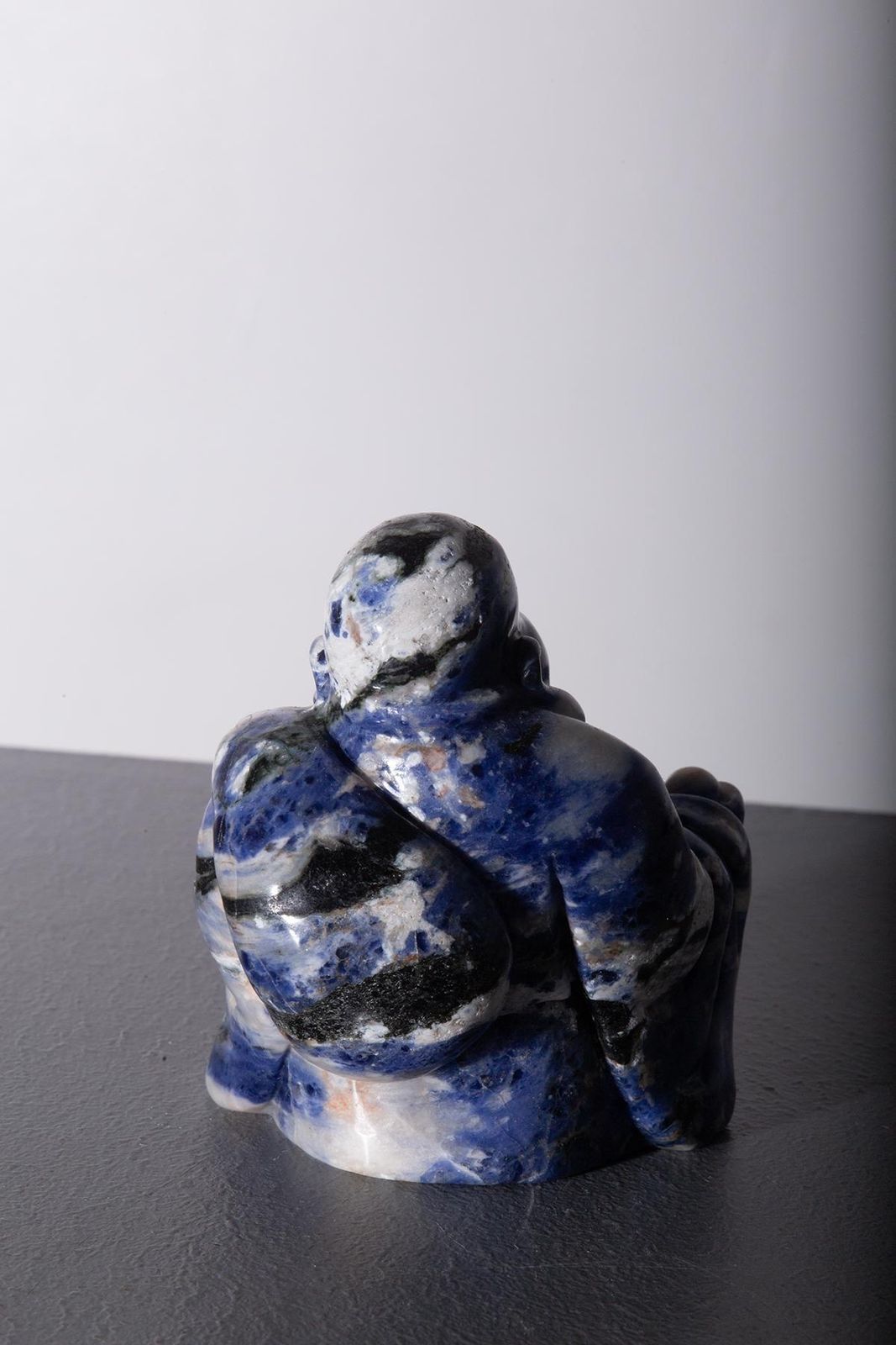 Budai Buddha Striped Blue Jada photo for sale