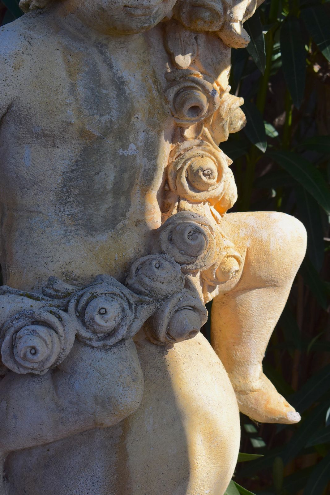 photo for sale Pair Of 20th Century Garden Cherubs On Square Plinths