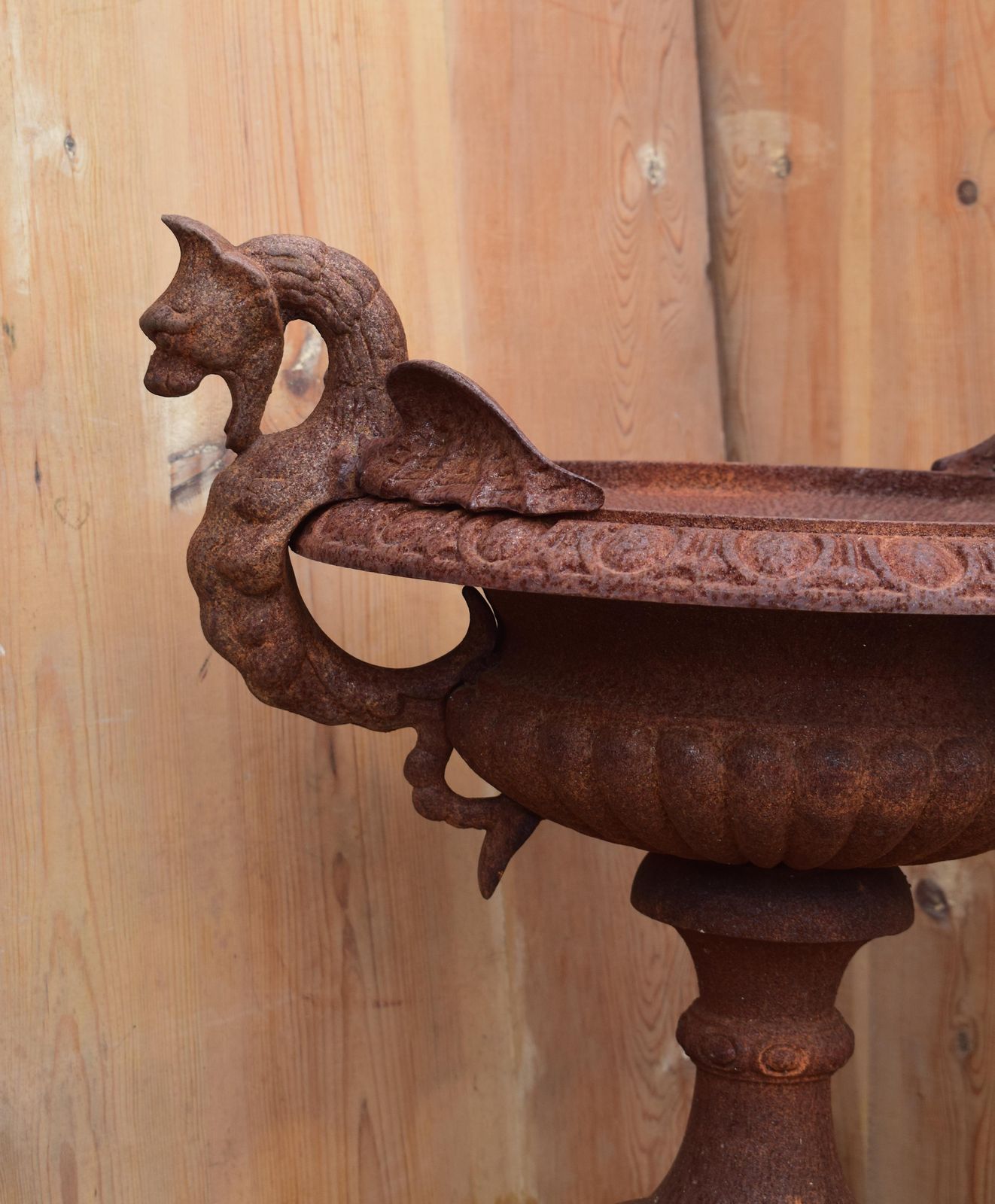 French 19th Century Cast Iron Garden Urn With Dragon Handles photo Garden Decor
