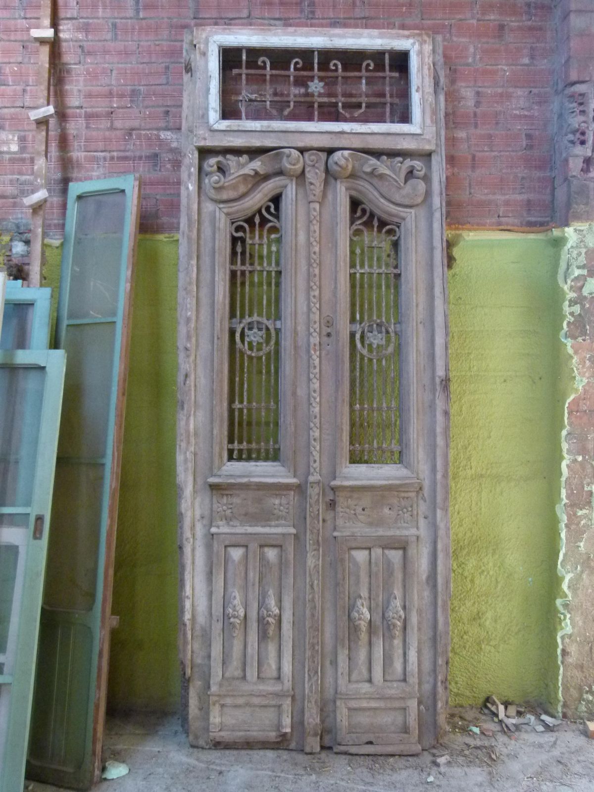 19th Century Wooden Double Front Door In Art Nouveau Style photo furniture