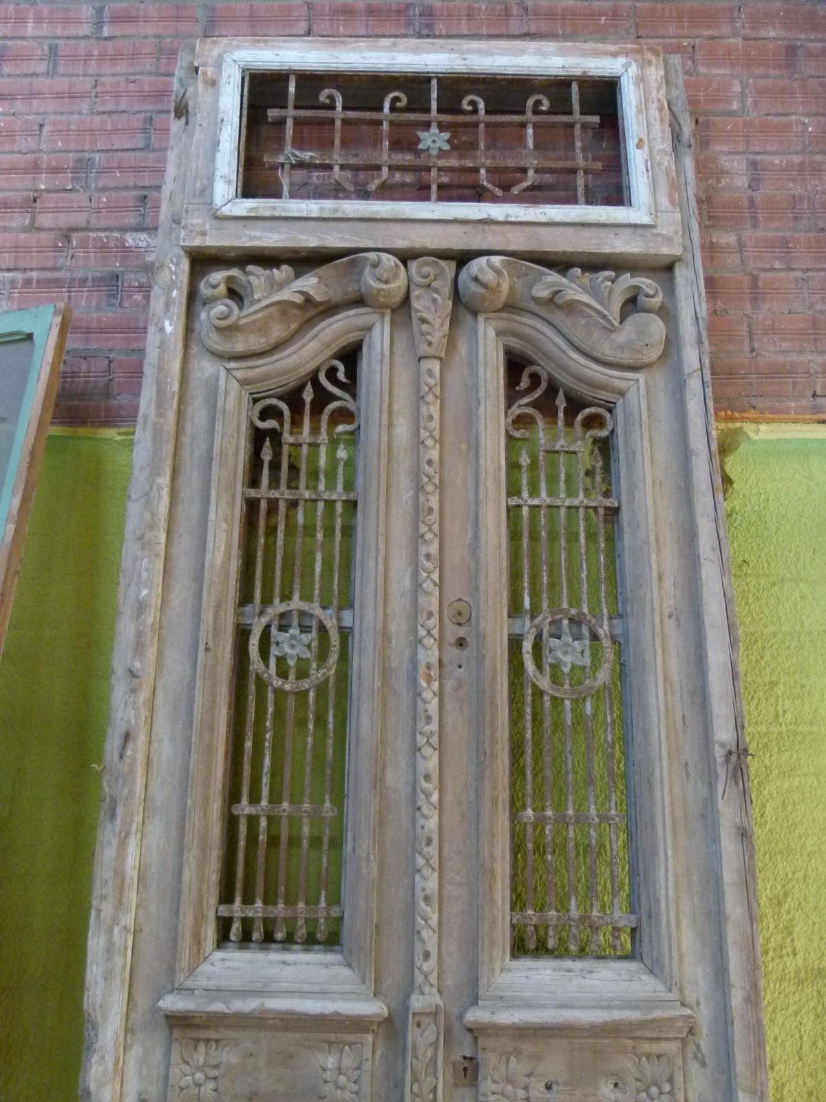 19th Century Wooden Double Front Door In Art Nouveau Style photo for sale