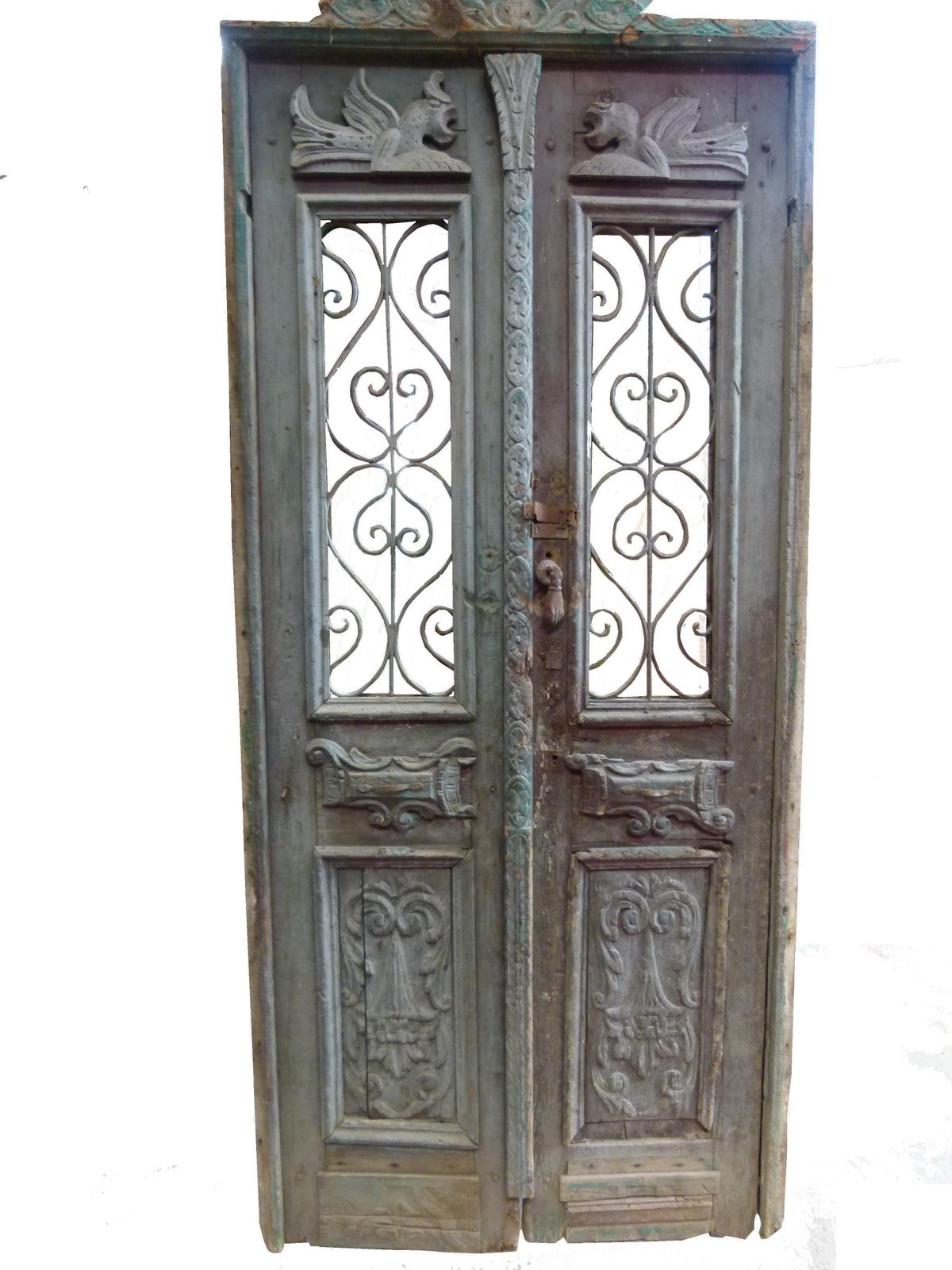 19th Century Wooden Double Front Door In Art Nouveau Style photo furniture