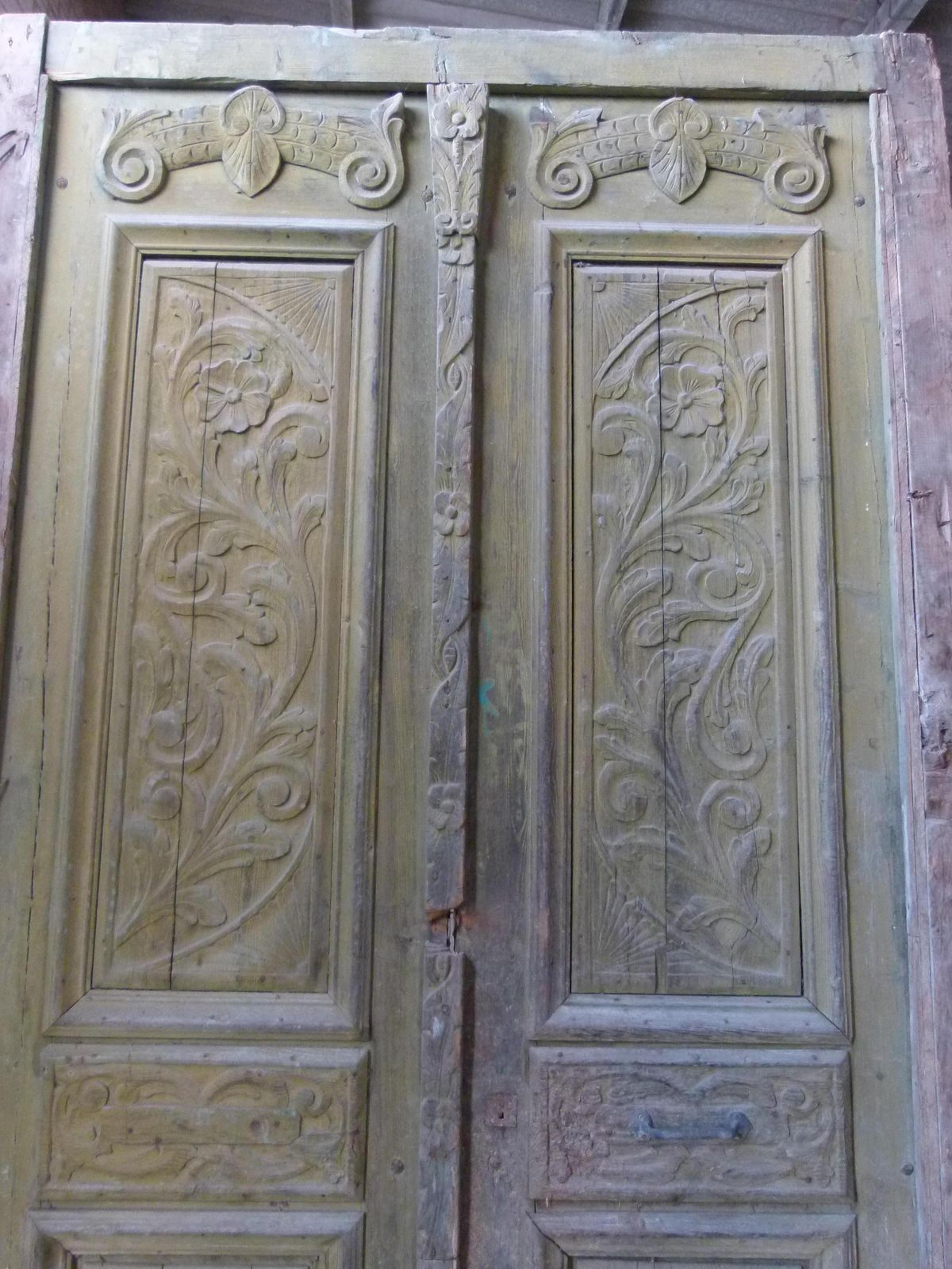 19th Century Wooden Double Front Door In Art Nouveau Style photo furniture