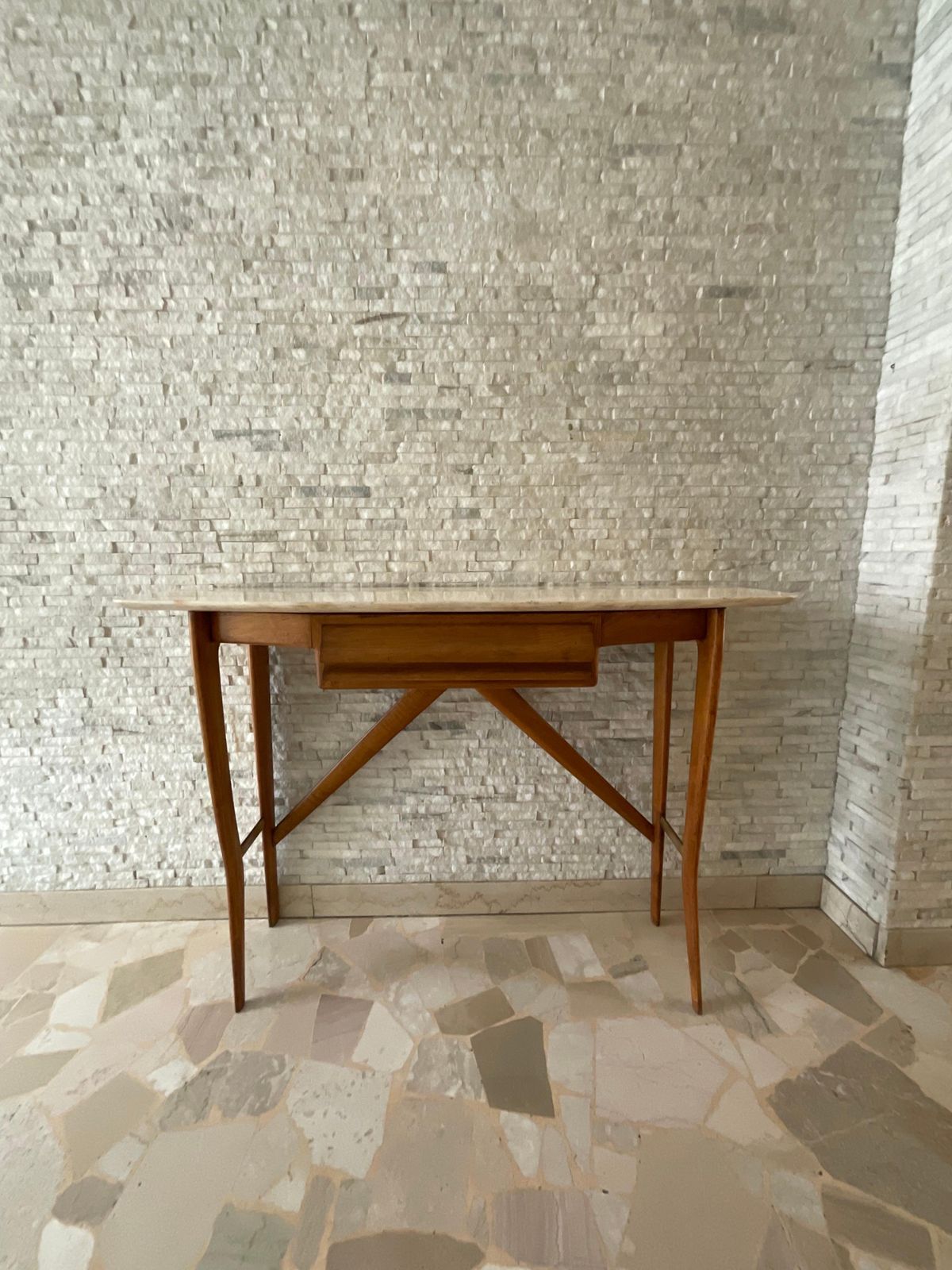 Ico Parisi Console In Legno Di Faggio E Marmo   Italia 1950 photo for sale