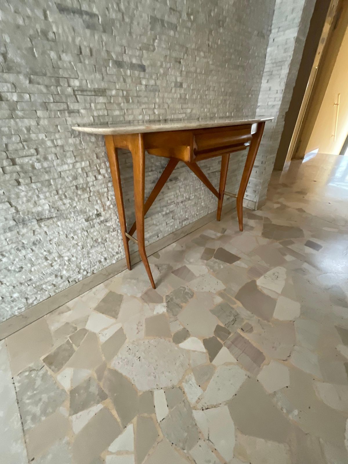 Ico Parisi Console In Legno Di Faggio E Marmo   Italia 1950 photo vintage