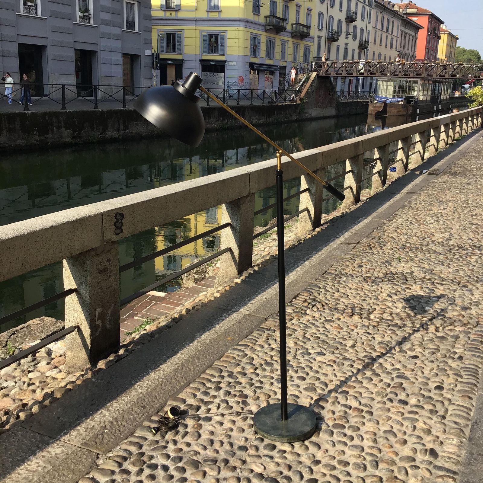 photo buy Stilnovo Floor Lamp Adjustable Marbre Brass Metal 1950 Italy
