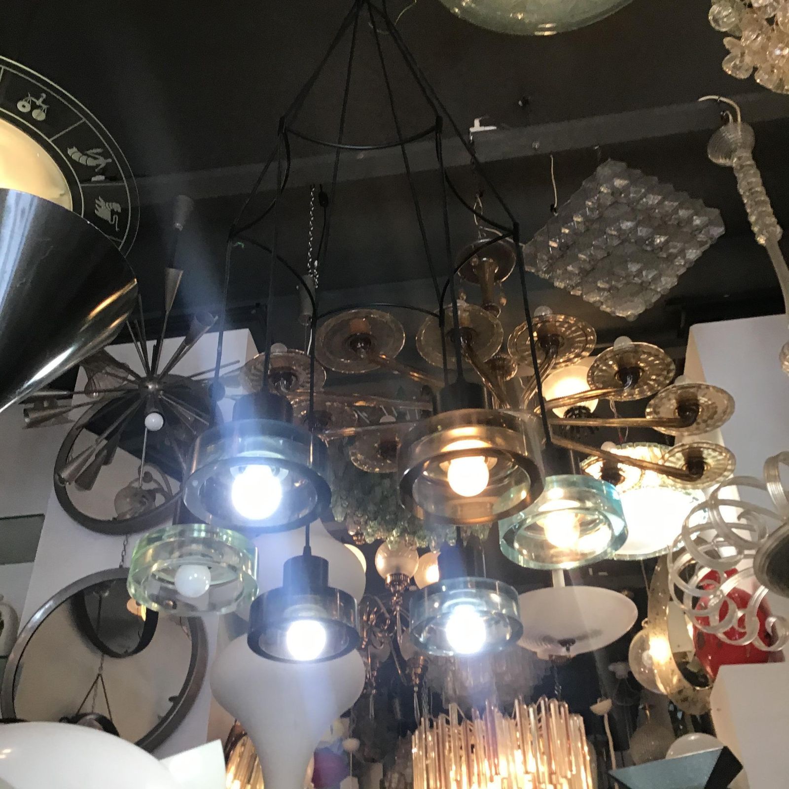 Seguso Flavio Poli Chandelier N 6 Light Adjustable Glass Metal 1960 Italy photo furniture