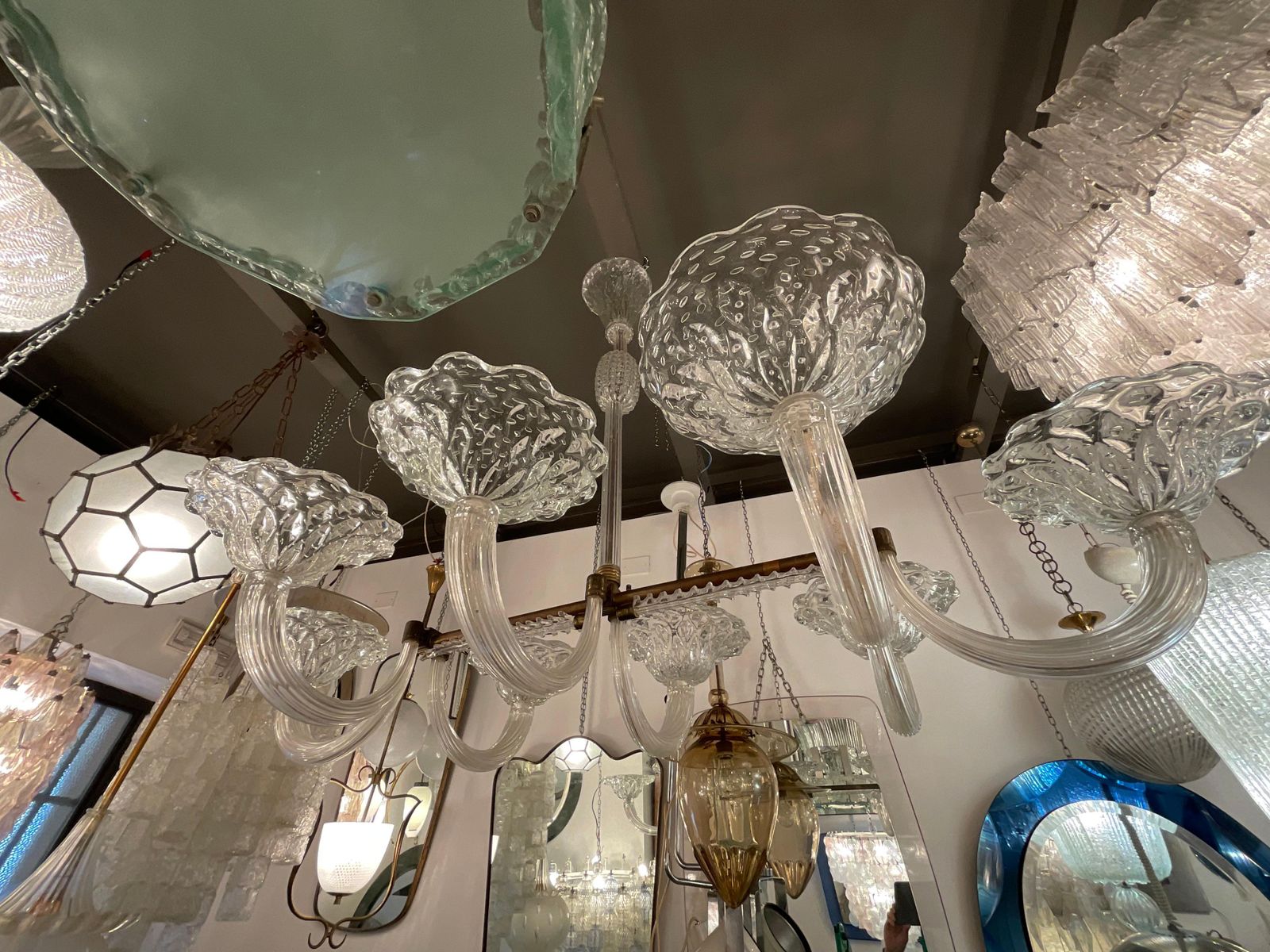Barovier & Toso   Lampadario 8 Luci, Murano Italia 1940. photo vintage