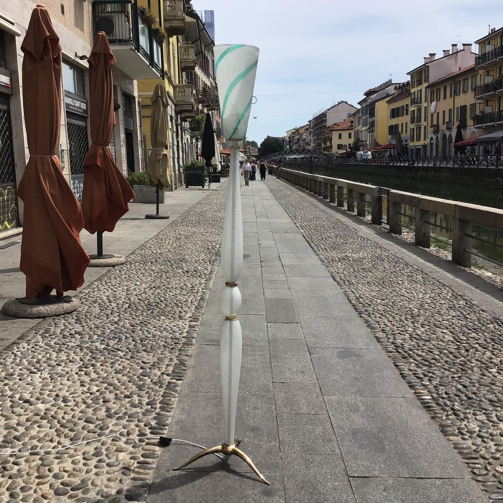 Venini Carlo Scarpa “ Filigrana “ Floor Lamp Murano Glass Brass 1930 Italy photo for sale