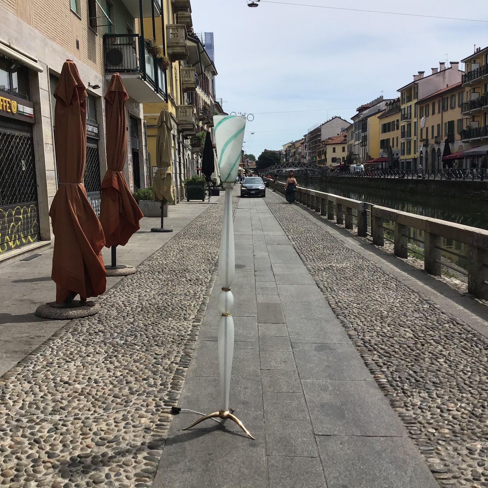 Venini Carlo Scarpa “ Filigrana “ Floor Lamp Murano Glass Brass 1930 Italy photo vintage