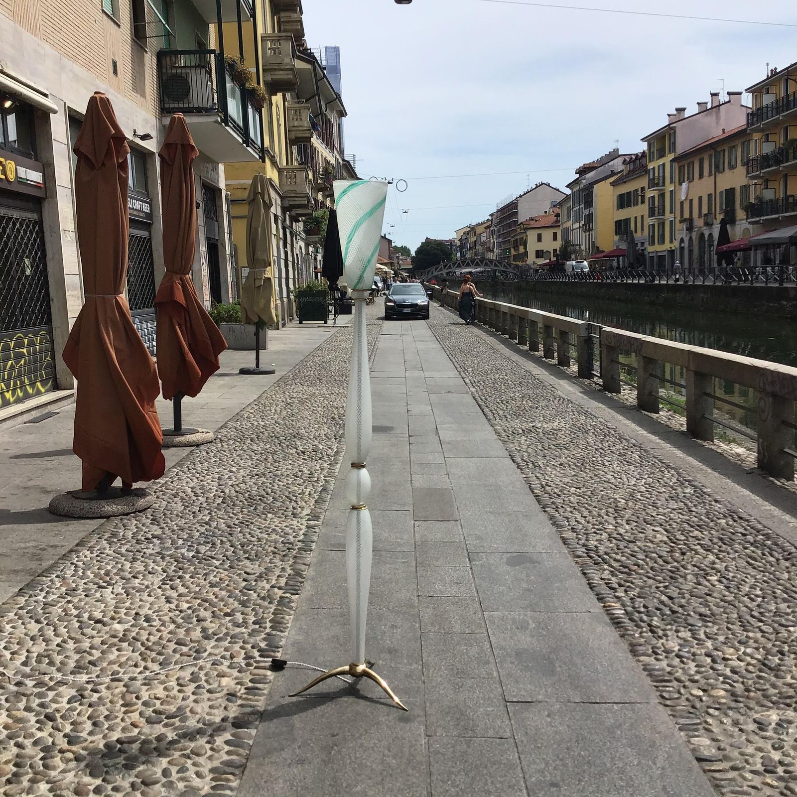 photo for sale Venini Carlo Scarpa “ Filigrana “ Floor Lamp Murano Glass Brass 1930 Italy