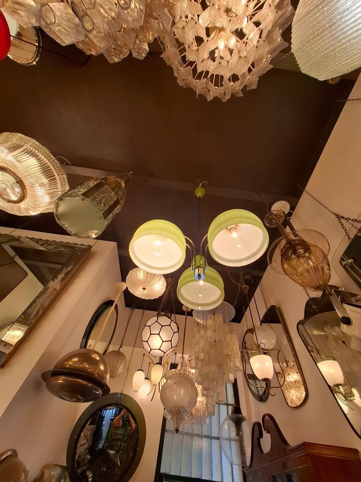3097.0 Stilnovo Chandelier N Tre Luci Vetro Incamiciato Metallo Cromato 1960 Italia photo