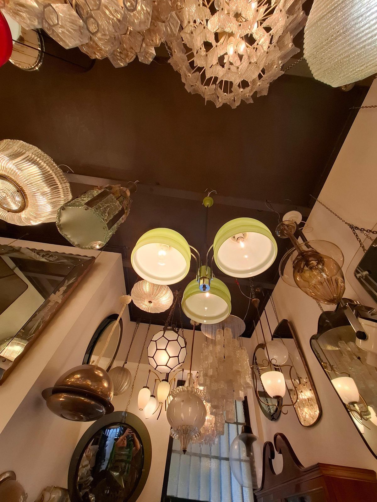 photo vinterior Stilnovo Chandelier N Tre Luci Vetro Incamiciato Metallo Cromato 1960 Italia