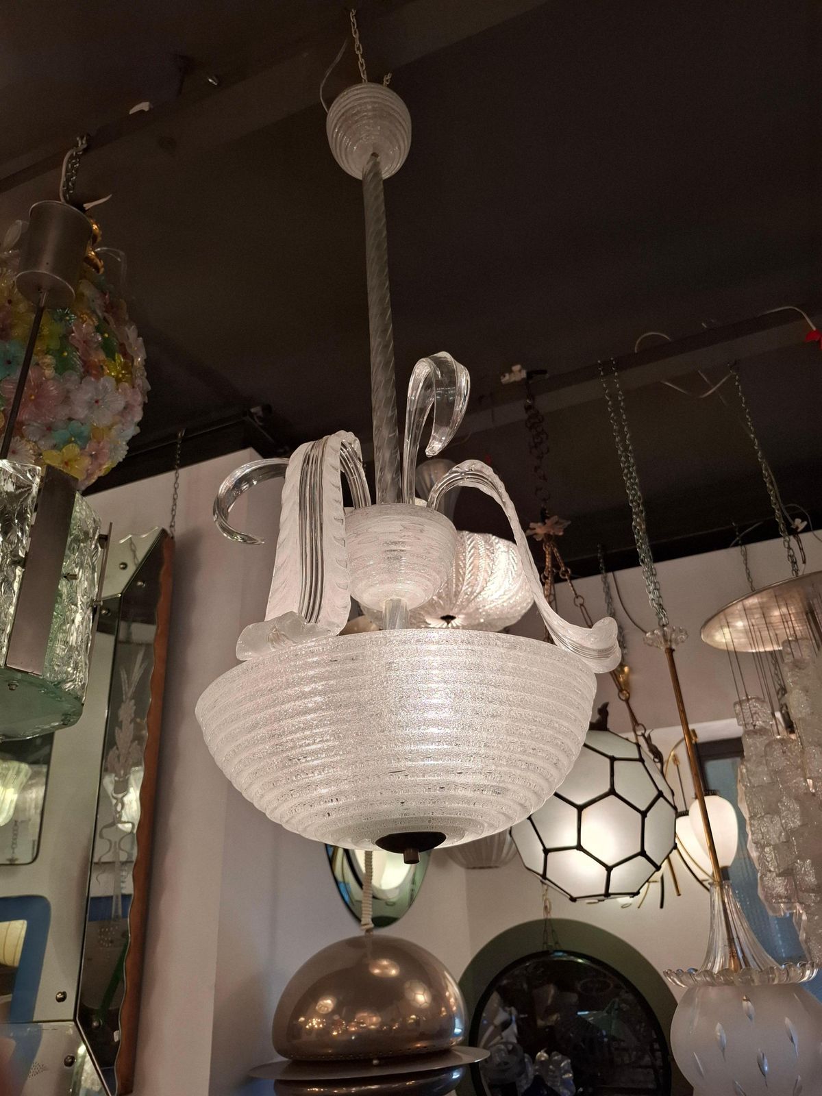 photo furniture Barovier E Toso Chandelier Vetro Pulegoso Ottone 1940 Italia