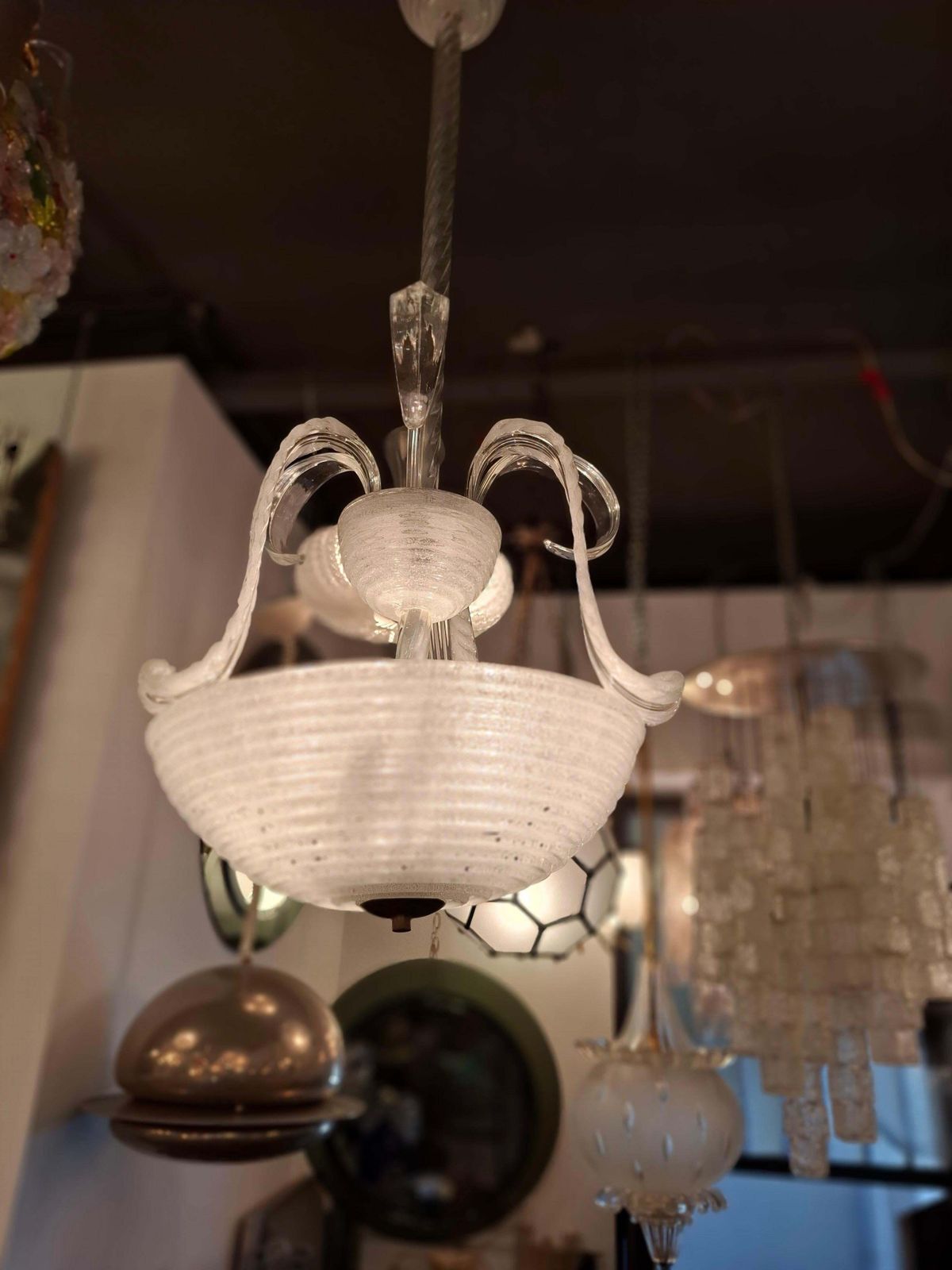 photo vinterior Barovier E Toso Chandelier Vetro Pulegoso Ottone 1940 Italia
