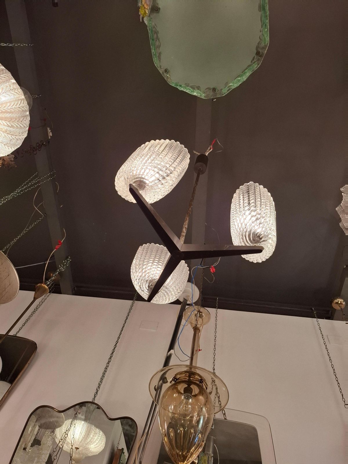 photo furniture Seguso Chandelier Murano Glass Ottone 1950 Italia