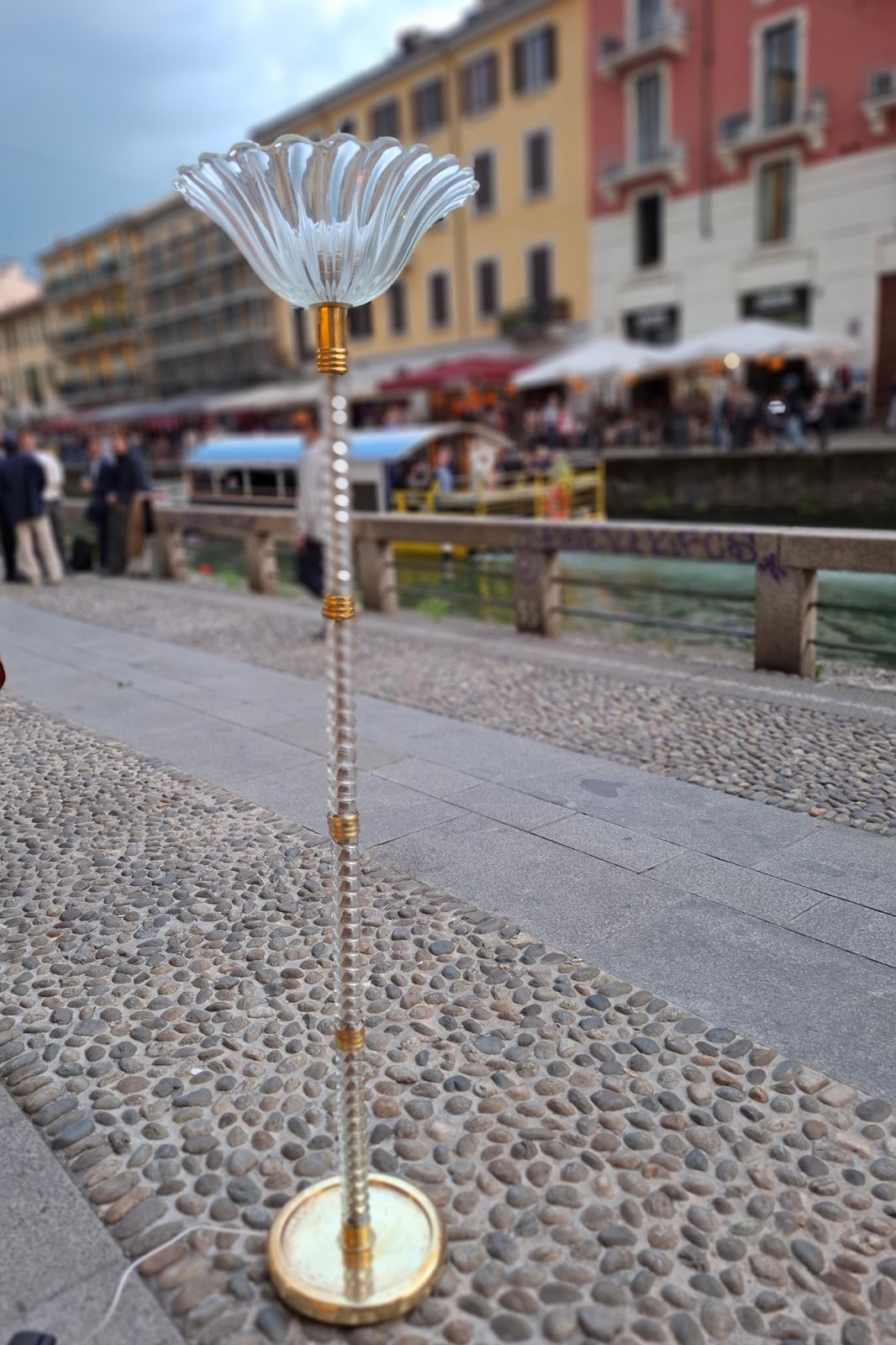 Seguso Lampada Da Terra Vetro Di Murano Ottone 1950 Italy photo for sale