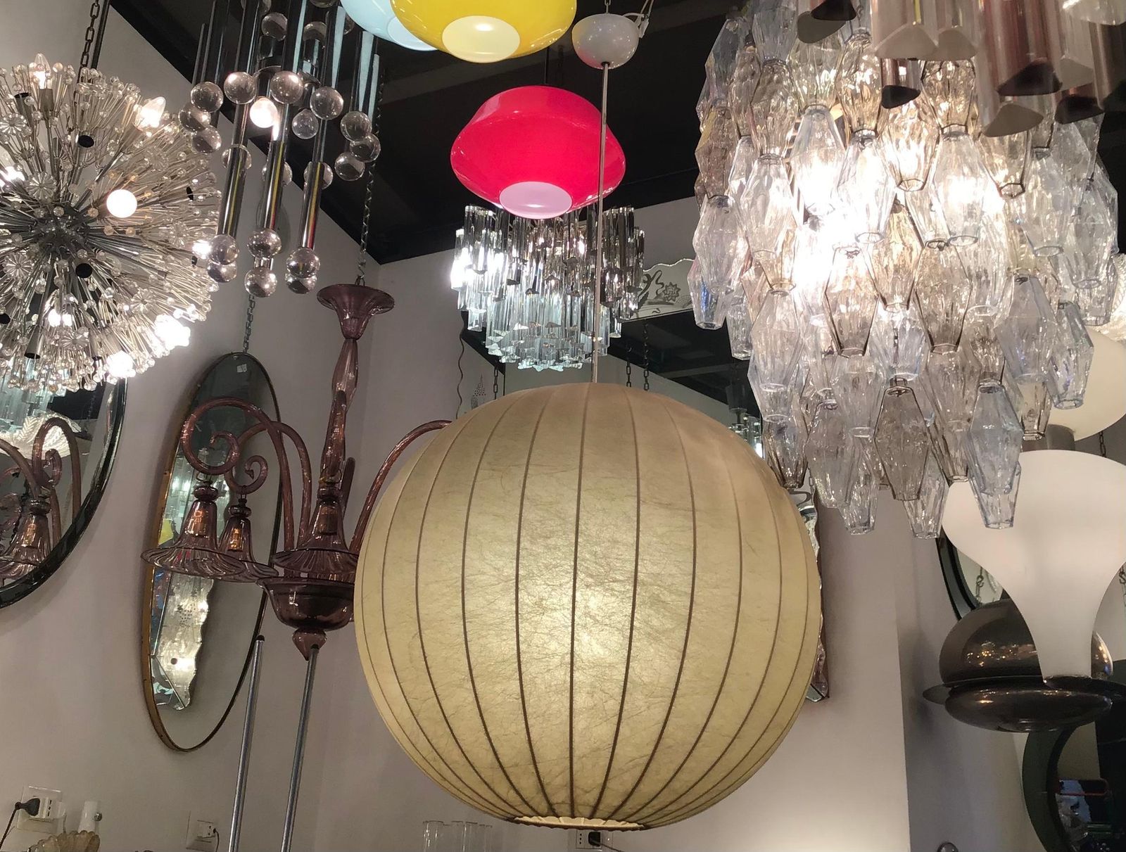 Flos Achille And Piergiacomo Castiglioni Chandelier Cocoon Metal 1960 Italy photo 3097.0